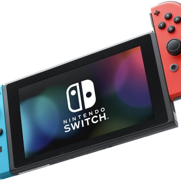 Nintendo Switch avec Joy-Con bleu néon et rouge néon