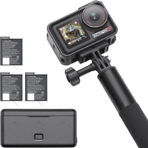 DJI Osmo Action 5 Pro – Bundle Aventure | Caméra 4K Double Écran, 3 Batteries, Stabilisation, Étanche & Ultra Autonome